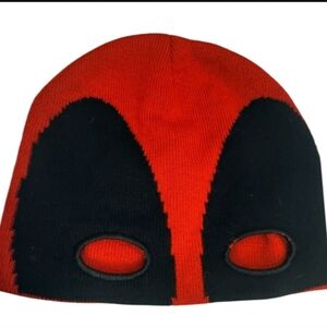 Marvel Deadpool Beanie Hat, Adult One Size Fits All, Red/Black Cosplay Costume